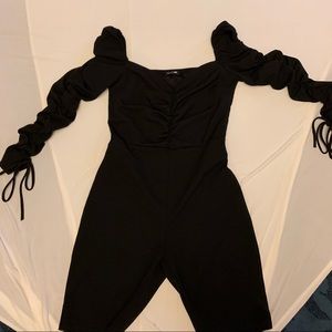 Ruched sleeve romper